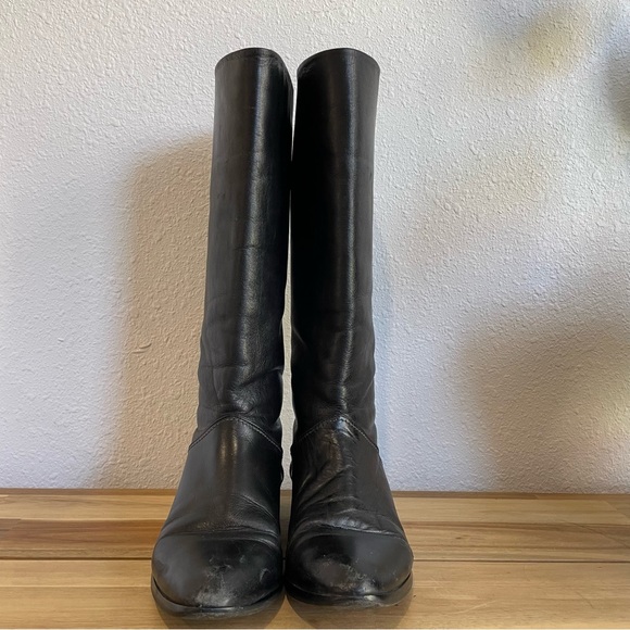 HANA MACKLER Leather Black Boots Size 7 AAA Made in Italy - Picture 3 of 11